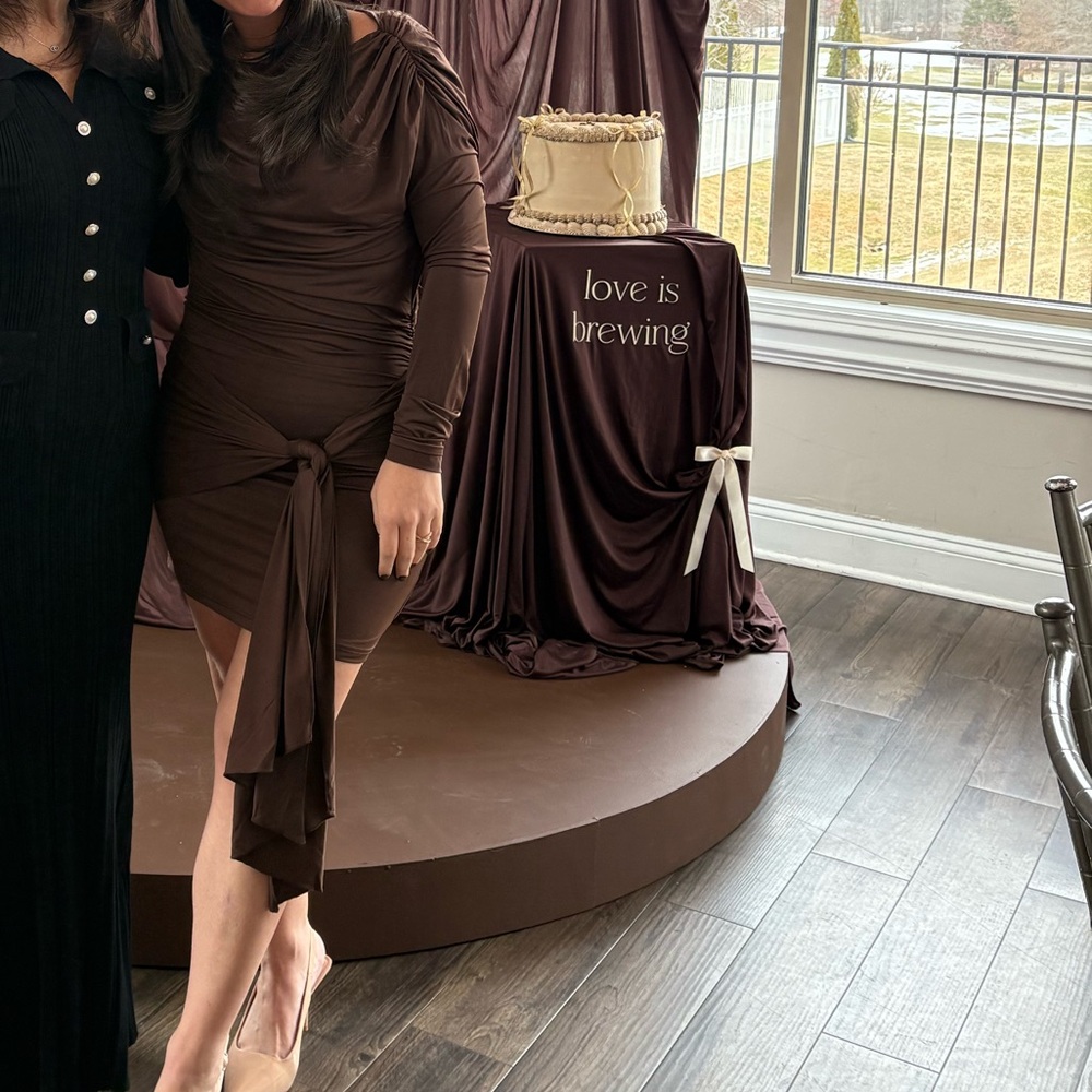 superdown Brown Long Sleeve Dress